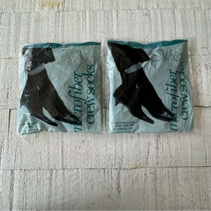 Vintage Silkies Microfiber Crew‎ Socks NEW Lot of 2 Black Brown Comfort Top